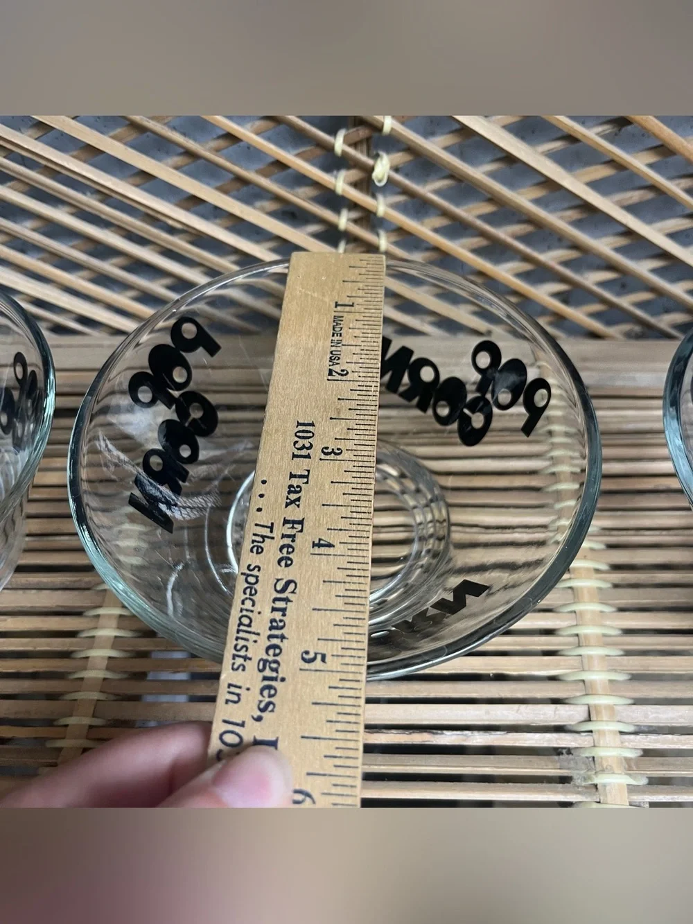 1970’s Wheaton Glass Popcorn Bowl Set 3 Piece Black Letters Vintage Small